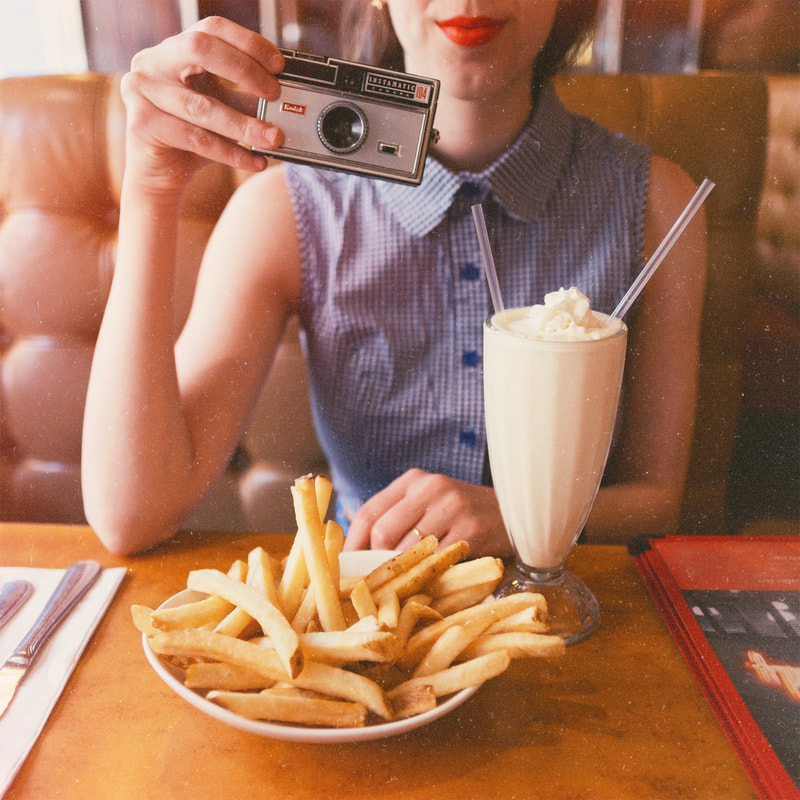 vintage diner | retro diner | classic diner | vanilla milkshake | French fries | vintage camera | vintage vibes | vintage vibes aesthetic